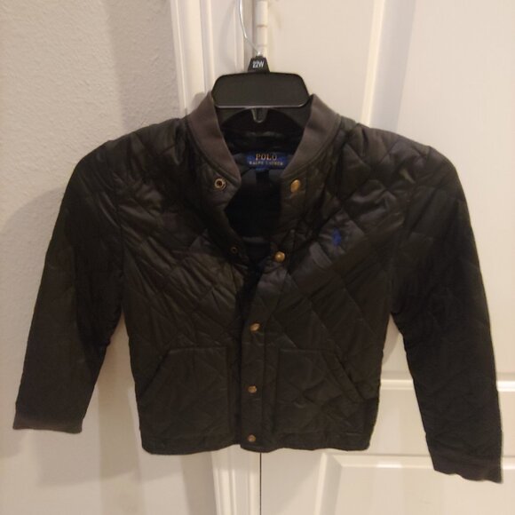 Polo Ralph Lauren Jacket Coat Youth Medium 10-12 Black Puffer Quilted Blue Pony - Picture 4 of 5